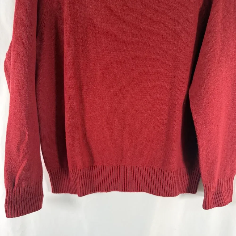 J. Crew Lambswool Blend Sweater Men's Large Red Knit Crew Neck Long Sleeve
